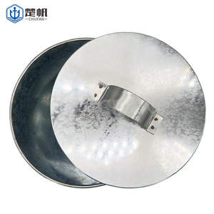 Galvanized Steel Outdoor Dust <b>Bin</b> 18L <b>With</b> <b>Lid</b> Cylindrical Metal Waste <b>Bin</b> For Outdoor Use - Product Image 3