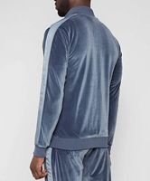 Ensemble de jogging pour homme en velours avec col montant et fermeture éclair, style décontracté, avec bande latérale en nylon, survêtement en velours pour homme