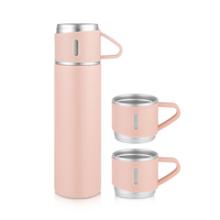 Coffret Cadeau de Noël : Bouteille Isotherme Sous Vide 500ml en Acier Inoxydable 304 avec Trois Tasses – Personnalisable avec Logo
