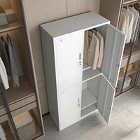 Armoires de rangement en acier modernes à 4 portes avec serrures et poignées, grande capacité pour hôtel, école, hôpital