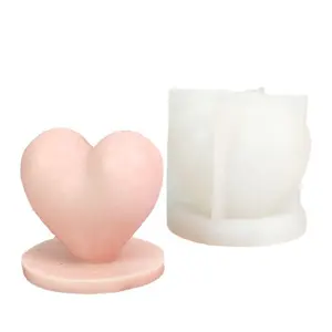 DM692 Soap Night Lamp Silicone Mould Epoxy Resin Heart Shaped Scented Candle Mold With Base Household Decoration Accessories