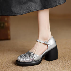 Nouvelle Collection Automne-Été : Chaussures Mary Jane à Talon Carré, en Cuir Premium, Style Rétro Français avec Bride Croisée, Idéales pour Mariage - Product Image 3