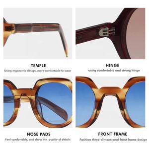 Gafas de Sol Redondas Retro de Alta Calidad con Logotipo Personalizado, Lentes de Acetato <span class=keywords><strong>BIO</strong></span>, Gafas de Sol Polarizadas, Zonnebril - Product Image 4