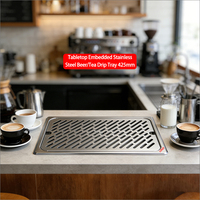 Plateau de récupération des gouttes de bière en acier inoxydable avec drain, rectangulaire, à encastrer dans l'évier de cuisine, plateau de récupération des gouttes en métal pour machine à expresso, 425 mm