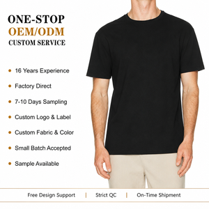 T-Shirt in Cotone Nero Personalizzata, Etichetta Privata, Servizio OEM ODM Completo, Direttamente dalla Fabbrica, Campionatura Rapida in 7-10 Giorni - Product Image 1