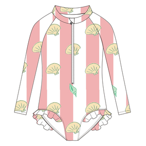 FIELD BALANCE, traje de baño de una pieza con cremallera personalizada para niños, ropa de playa de manga larga, traje de baño de moda para niñas preadolescentes - Product Image 3