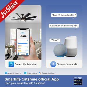 1stshine Ventilateur <span class=keywords><strong>de</strong></span> plafond 8 pales ABS noires Éclairage LED 3 couleurs Dimmable 60 Ventilateur <span class=keywords><strong>de</strong></span> plafond avec télécommande - Product Image 6