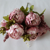 Pivoine Artificielle Vintage Européenne, 13 Têtes, Fleurs de Soie, Bouquets de Pivoines pour Mariage et Décoration Intérieure