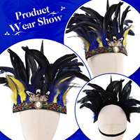 Serre-tête élastique fait main en plumes teintes Schlappen pour spectacle, carnaval, Mardi Gras, festival, costume de fête - Vente en gros