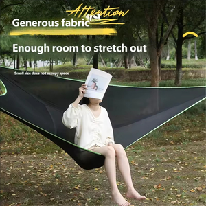Hamaca Triangular de Malla Elástica de Nailon Negro, Transpirable, para Camping y Senderismo, para 2 Personas, Capacidad de 200 kg, para Todas las Estaciones - Product Image 2