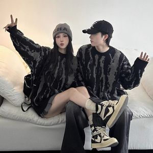 Soft Zebra Print <strong>Mock</strong> Fur Sweater Unisex Loose Fit <strong>Jumper</strong> | Warm Textured Knit Top, Chic Urban Style for Fall &amp; Winter - Product Image 2
