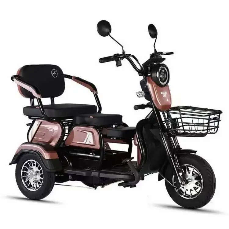 3-Wheel Adult Cargo Electric Bike 48V 500W with Integrated Battery Steel Frame Electric Tricycle with Basket