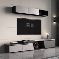 Lemari TV Kayu Modern Minimalis, Dapat Ditarik, Untuk Ruang Tamu Luas, Dilengkapi Penyimpanan