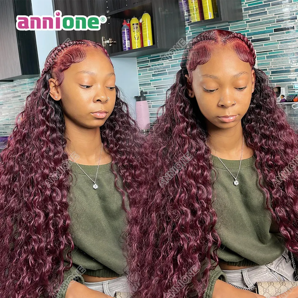 Burgundy Curly Lace Front Human Hair Wigs With Baby Hair 99J Colored Brazilian Remy Hair Wavy Hd Lace Frontal Wigs For Women