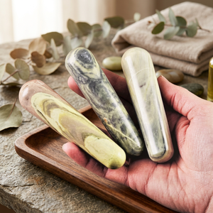 Precio de fábrica Piedra preciosa Serpentina Varitas de masaje suaves Piedras naturales Artesanía de cristal Rocas Minerales de jade Varitas de Feng Shui - Product Image 3