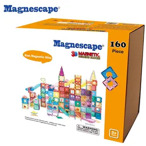 Magnescape 160pcs fun marble run blocks game set magnetic construction toys marble run toy kids
