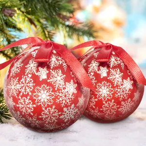 カスタムクリスマスボール8cmクリスマスパターンハンギングクリスマスボール装飾品つまらない紙ラップボールサプライヤー