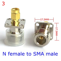 Conector de Brida de 4 Orificios L16 N a SMA Macho Hembra, Conector de Panel de Chasis con Brida de 4 Orificios Tipo N Macho Hembra a SMA