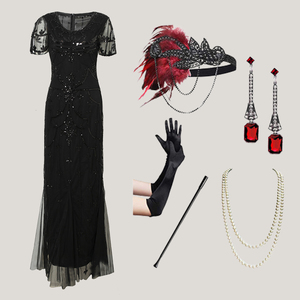 <span class=keywords><strong>Robe</strong></span> de soirée Charleston vintage style années <span class=keywords><strong>20</strong></span>, inspirée de La Grande Guerre Gatsby, pour soirée de gala ou bal - Product Image 4