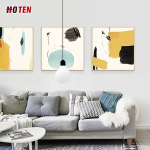 Pintura al Óleo Abstracta Tríptica de Estilo Nórdico Minimalista Moderno, Lienzo Hecho a Mano para Decoración de Restaurantes, Mural Decorativo - Product Image 2
