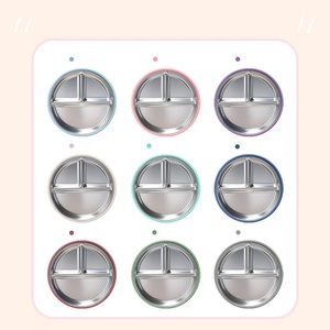 Assiette à dîner en métal populaire pour enfants, 7,8 pouces, SUS304, 3 compartiments, incassable, vaisselle pour bébé, écologique, à commande manuelle - Product Image 4