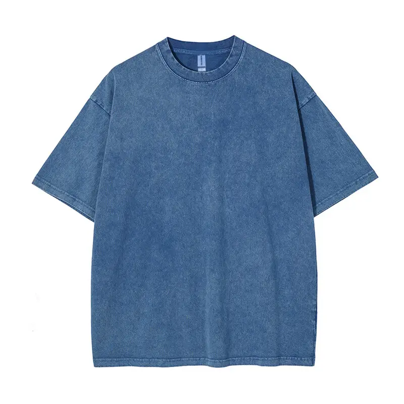 Schwerer Baumwoll stein Männer Frauen Distressed T-Shirt Druck Übergröße Schwarz Custom Vintage Acid Wash T-Shirt