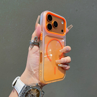 Étui de téléphone magnétique de luxe à dégradé avec grande fenêtre pour iPhone 18 Pro Max 17 Pro 16 15 14 13 Pro Max, coque souple antichoc en PC