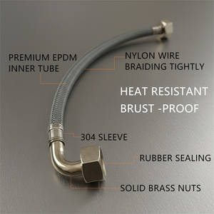 <span class=keywords><strong>Tuyau</strong></span> de raccordement d'eau <span class=keywords><strong>flexible</strong></span> en nylon gris avec intérieur en EPDM moderne <span class=keywords><strong>pour</strong></span> salle de bain, toilettes, <span class=keywords><strong>WC</strong></span>, coude tressé - Product Image 2