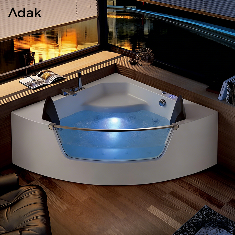 Freestanding Acrylic Triangle Hot Tub | Air Massage & Whirlpool Bathtub | Modern White Spa Design – orangles Qatar