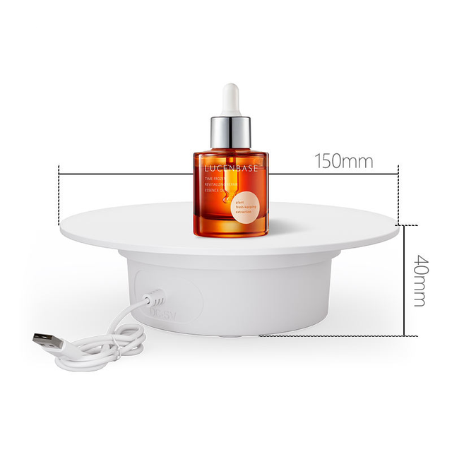 15cm 360 Degree USB Rechargeable Electric Turntable - USB Rechargeable, for Jewelry Display & Video Photography Turntable
