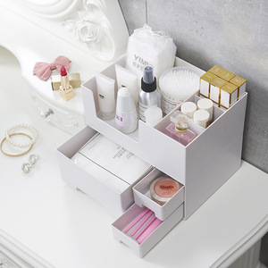 Dust Proof Plastic Makeup Jewelry Organizer Skincare Shelf Desktop Cosmetic Storage Box wholesale