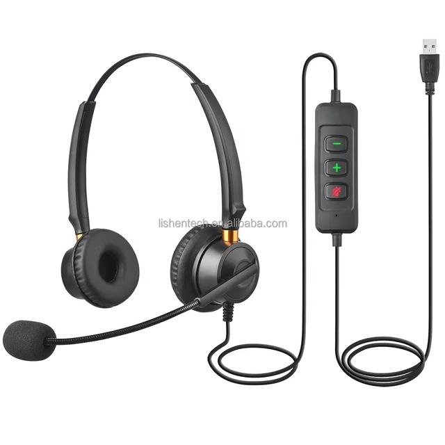 USB Wireless Business Gaming Headset Noise-Cancelling Microphone Call Center Headset for Office with Volume Mute Control