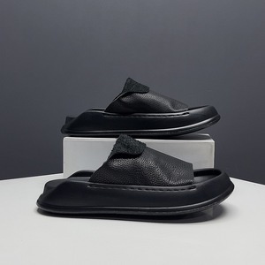 Claquettes pour hommes en EVA à rayures or blanc, à bout ouvert, antidérapantes, pour l'intérieur, d'été, à motif uni, avec doublure en PU, chaussures décontractées - Product Image 3