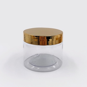 Contenants cosmétiques vides de 1 oz, 3 oz, 4 oz, pots de crème transparents de luxe, pots ronds en PET avec couvercles dorés - Product Image 6