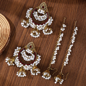 Pendientes Largos con Flecos y Campanas de Estilo Indio, Inspirados en la Cultura Tribal Bohemia, en Tono Dorado, con <span class=keywords><strong>Cadena</strong></span> para el Cabello - Product Image 2