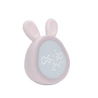 Réveil LED Rond Adorable en Forme de Lapin avec Lumière, Horloge Numérique Électronique de Dessin Animé pour Enfants et Étudiants