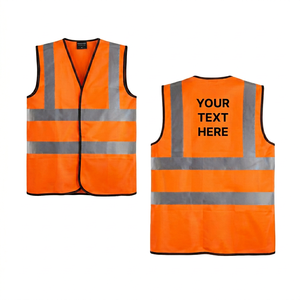 Chaleco de Seguridad Naranja para Hombre con Franjas Reflectantes, Impresión Personalizada, Transpirable, Ligero, Ropa de Trabajo Informal para Primavera - Product Image 1