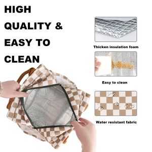 Bolsa Térmica para Almuerzo Fácil de Limpiar, Resistente al Agua, con un Elegante Diseño a Cuadros - Product Image 4