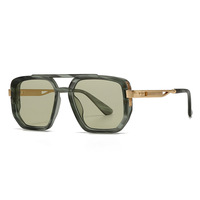 Nouvelles lunettes de soleil unisexes de style européen et américain, polarisées UV400, rétro, double pont, monture carrée, monture intégrale, emballées dans une boîte, pour adultes