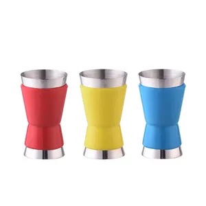 Wholesale Supply 15/30ml 2oz Double Wall Cocktail Plastic SS Jigger Double Cocktail Jigger Alcohol Cup Bar Tool