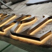 Enseigne lumineuse personnalisée avec logo, lettres en relief 3D en cuivre brossé, enseigne lumineuse LED, enseignes en métal rétro vintage pour les entreprises