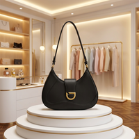Sac à main croissant pour femme en cuir PU avec boucle en D, idéal pour la vente en gros et le développement personnalisé en boutique