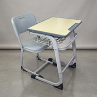 Bureau d'étude moderne pour lycée avec plateau en bois et chaise réglable - Ensemble de mobilier scolaire écologique
