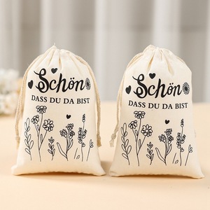 Sac de shopping en toile de coton imprimé avec logo personnalisé, sac à main à double cordon et sac à chaussures à cordon - Product Image 2