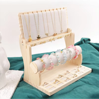 Support à bijoux multifonctionnel détachable avec cadre en bois naturel pour colliers, bracelets, bagues et boucles d'oreilles, pour présentation en magasin
