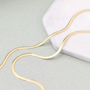 Xinfly Au750 2.5mm 3mm 3.7mm Wedding Party Engagement 18k Solid Gold Snake Chain Dainty <b>Choker</b> Necklace for Woman - Product Image 4