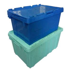 Uoqs — boîte de rangement écologique de 60 l, robuste, avec couvercles arrondis, <span class=keywords><strong>caisse</strong></span> en <span class=keywords><strong>plastique</strong></span> pliable solide, boîtes de rangement empilables, fourre-tout - Product Image 1