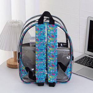 Sac à dos imperméable en PVC transparent, sac de <span class=keywords><strong>voyage</strong></span> avec imprimé sirène souriante, sac de rangement pour livres d'étudiant, sac de <span class=keywords><strong>voyage</strong></span> à double bandoulière pour loisirs - Product Image 4
