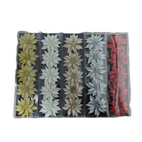 Fleurs de Poinsettia de Noël en plastique pailleté faites à la main de haute qualité Eden, 1 couleur, creuses, pour décorations d'arbre, couronnes DIY, fêtes et maison