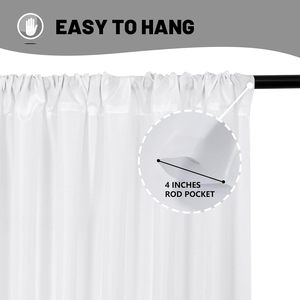 Rideau de fond blanc anti-plis 10x10 pieds pour fêtes, draperies en tissu doux, rideau de fond noir pour mariage 5x10 pieds, 2 panneaux - Product Image 4